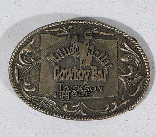 Vintage Million Dollar Cowboy Bar Jackson Hole Wyoming Western Belt Buckle