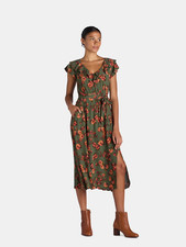 Time and Tru Women's Ruffle Neck Midi Dress, Size XS Multi--F2--