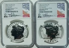 2 COIN Set 2025-S Morgan Peace Dollar NGC PF70 Reverse Proof Thomas Uram Signed