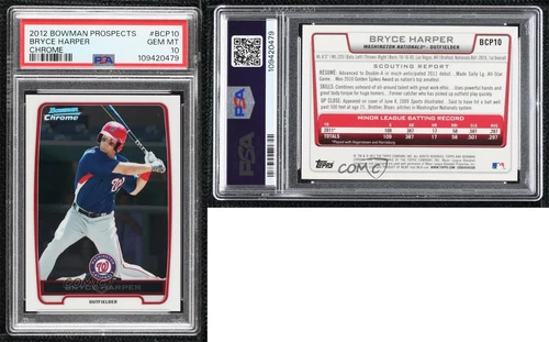 2012 Bowman Chrome Prospects Bryce Harper #BCP10 PSA 10 GEM MT Rookie RC