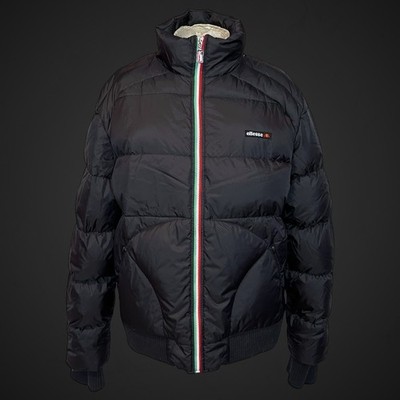 Ellesse Puffer Jacket Medium Black Men s Down & Feather Zip Up Sample Y2K