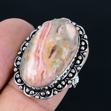 Rhodochrosite 925 Silver Plated Handmade Ring of US Size 7