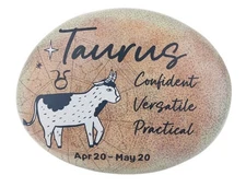 Ganz ZODIAC Rock Art Stone TAURUS "Confident Versatile Practical" 3" x 2 1/2"