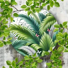 2D Flat,1pc Tropical Monstera & Leaf Print Round Aluminum Metal Wall Art - 7,87x