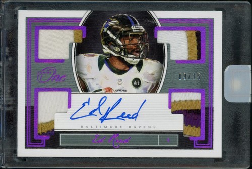 2018 Panini One Ed Reed #119 Quad Game-Used Patch On-Card Auto #'d 9/15 - Sealed