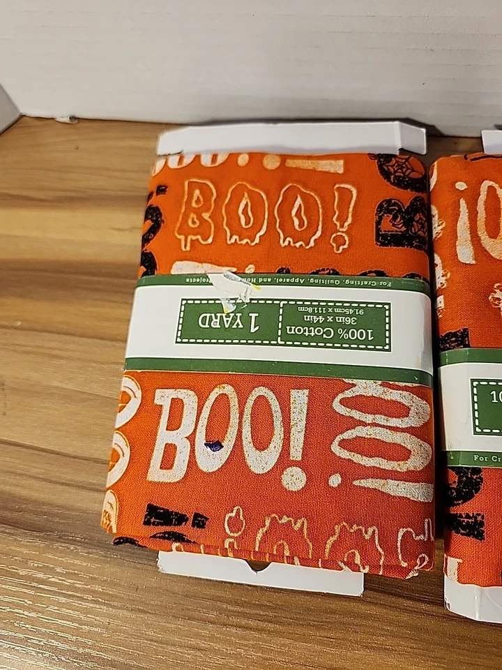2 NOVO TECIDO DE COLCHA "Boo" Halloween (1) jarda pré-cortado 100% algodão. "36 x 44" - Imagem 3 de 3
