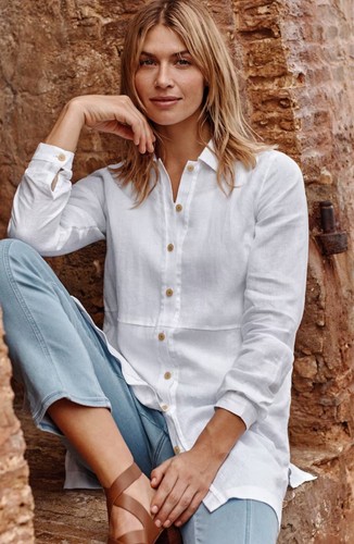 J. Jill Pure Jill 100% Linen Long Tunic Shirt - White - Large NWT Cover Up $119