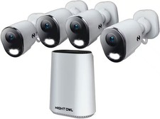 Night Owl - 8-Channel, 4-Camera Indoor/Outdoor Plug-In Wi-Fi IP 4K 64GB Secur...