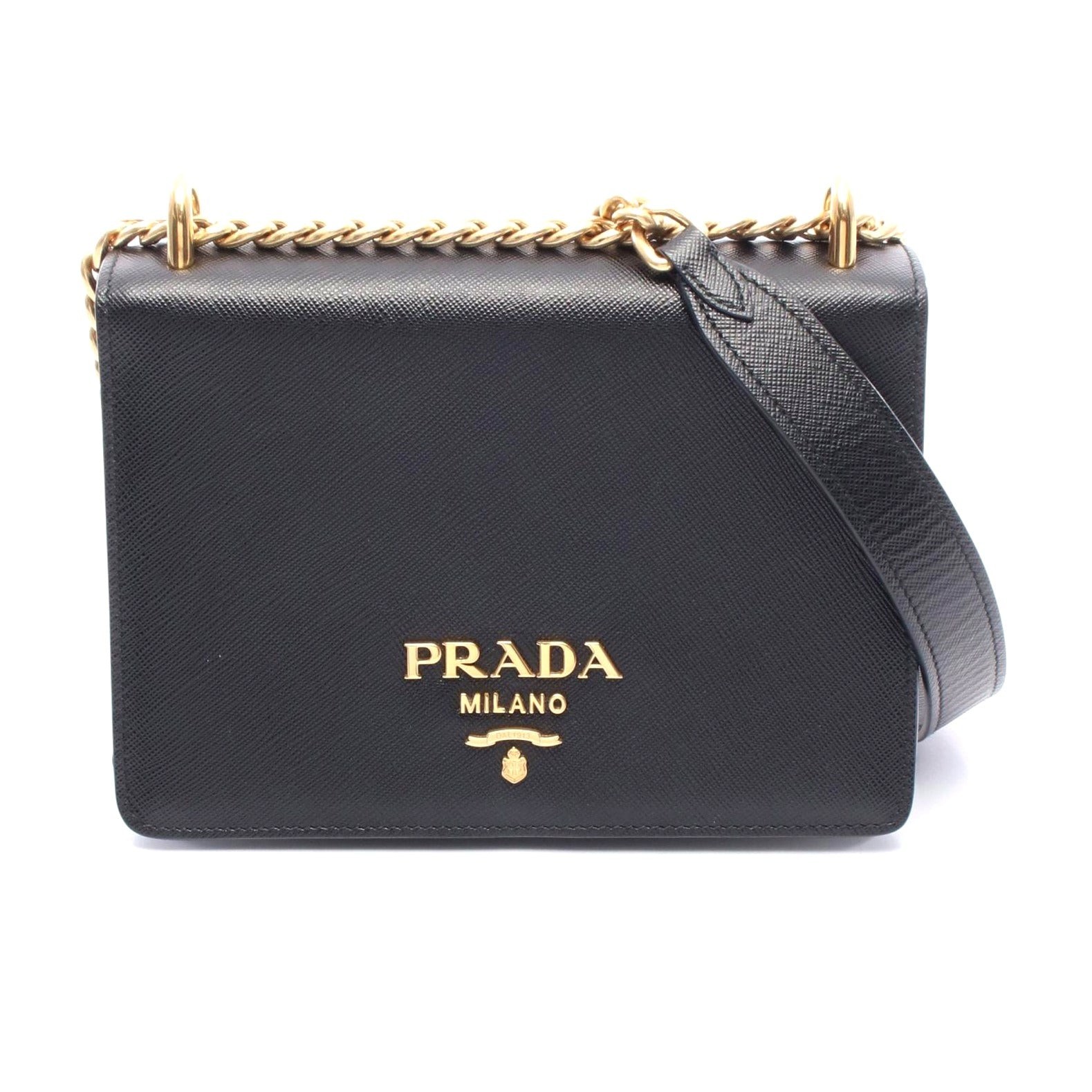 Prada Saffiano Leather Black Shoulder Bag for Women One Size 536500
