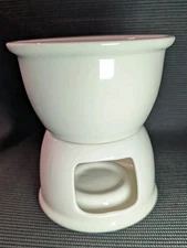 Ceramic Chocolate Fondue Pot / Cheese melting Pot, Color: White