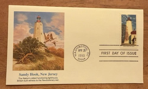 STAMPS US SCOTT 2471 "sandy Hook New Jersey Lighthouse " 25 CENT 1990 FDC
