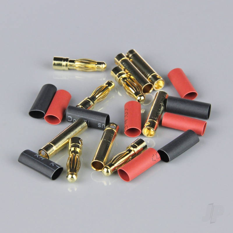Radient 4.0mm Gold Connector Pairs including Heat Shrink (5 pcs)