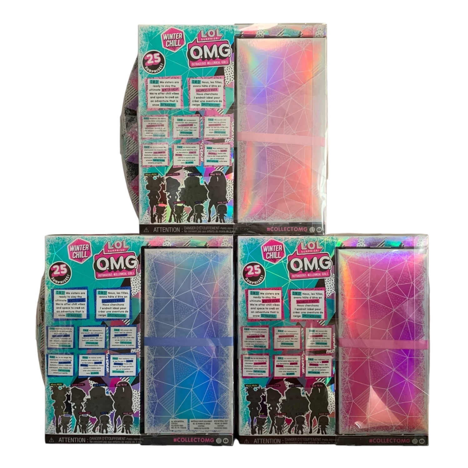 Детские куклы L.O.L. Surprise 3 Pack LOL Surprise OMG Winter Chill Doll Set Big Wig, Icy Gurl, Camp Cutie — фото 3