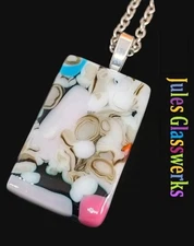 Hand Crafted  Fused Glass Pendant W/Chain #1296