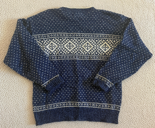Timber Valley Sweater Mens Medium Blue Wool Blend Fair Isle Knit Pullover Warm - Picture 2 of 7