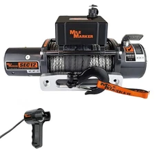 Mile Marker SEC12 12000LB Synthetic Rope Winch w/ Remote 76-53251BW
