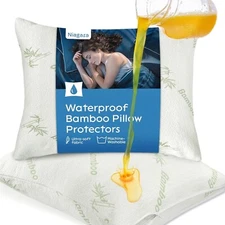 NEW 100% Waterproof Pillow Protectors Standard 20x26 Pair Zippered Pillow Case