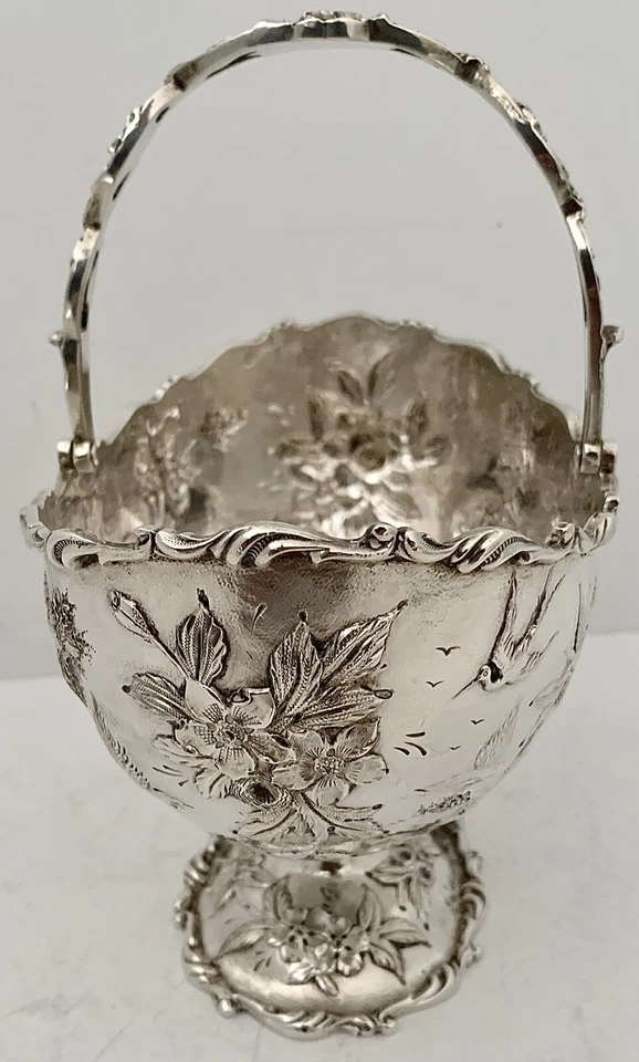 S KIRK STERLING ARCHITECTURAL LANDSCAPE CASTLE REPOUSSE SUGAR BASKET 1896-1924 - Image 3 of 4