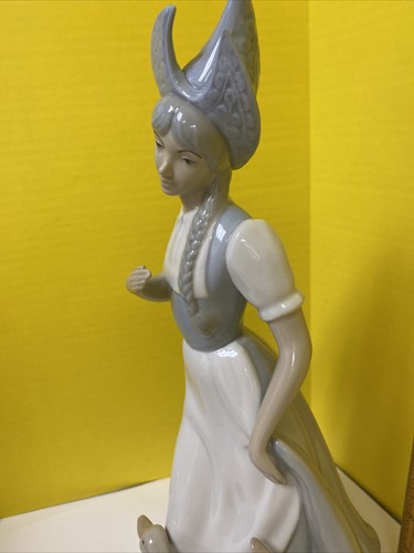 Porcegama Valencia Porcelana Dama con Pato o Gansos 13"" Hecho en España - Imagen 12 de 12