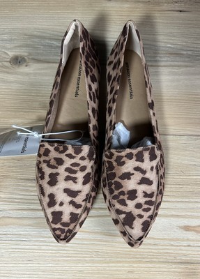 Amazon Essentials Women Manny Loafer Flat Slip On Shoe Size 8.5 Rose Leopard NEW