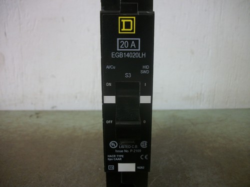 SQUARE D EGB CIRCUIT BREAKER EGB14020LH 20AMP 277VOLT 1POLE NOB - Picture 4 of 4