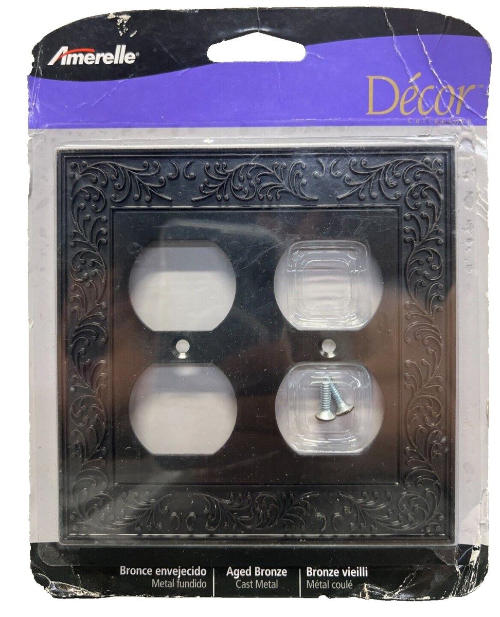 Amerelle English Garden Wall Plate - 2 Duplex Cast Metal In Aged Bronze Finish