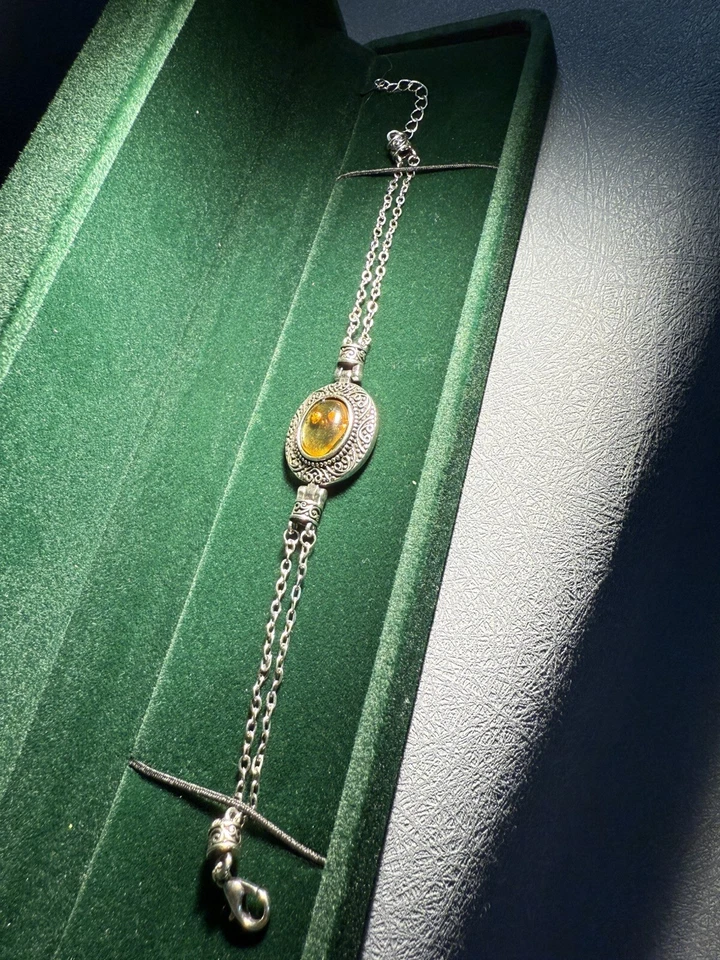 1 Piece Natural Baltic Amber  Adjustable Vintage Eye Bracelet - Image 3 of 4