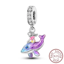 MULA 925 Sterling Silver DIY Charm AAA CZ Enamel Whales Girls For Women Bracelet