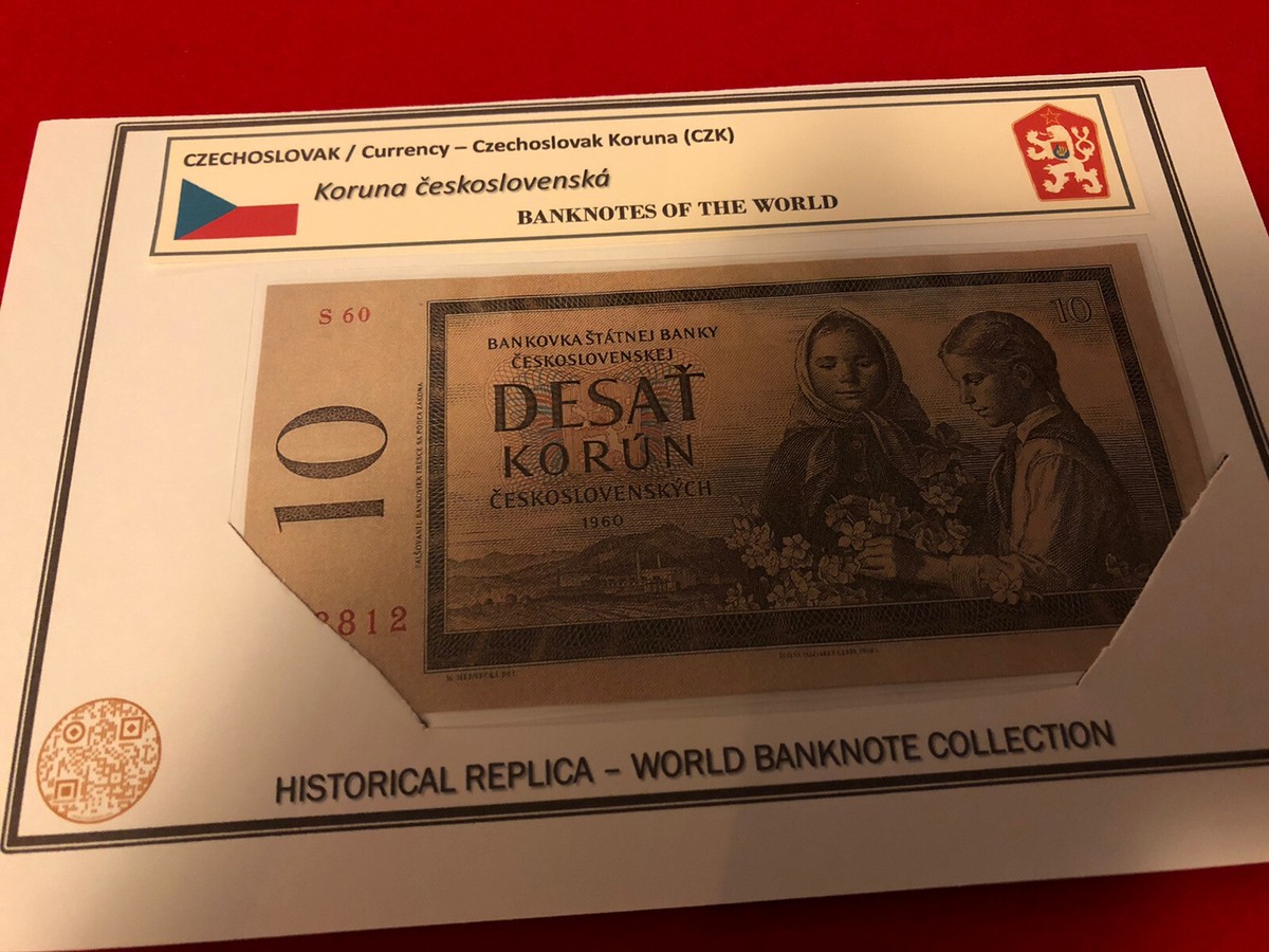 CZECHOSLOVAKIA / LAMMINATED HISTORICAL REPLICA SOUVENIR NOTE PRINT