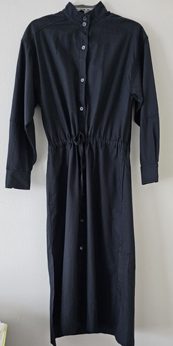 $278 JOIE Women's Black Adrine Long-Sleeve Cotton Midi Shirt Dress XXS Casual - Picture 3 of 11