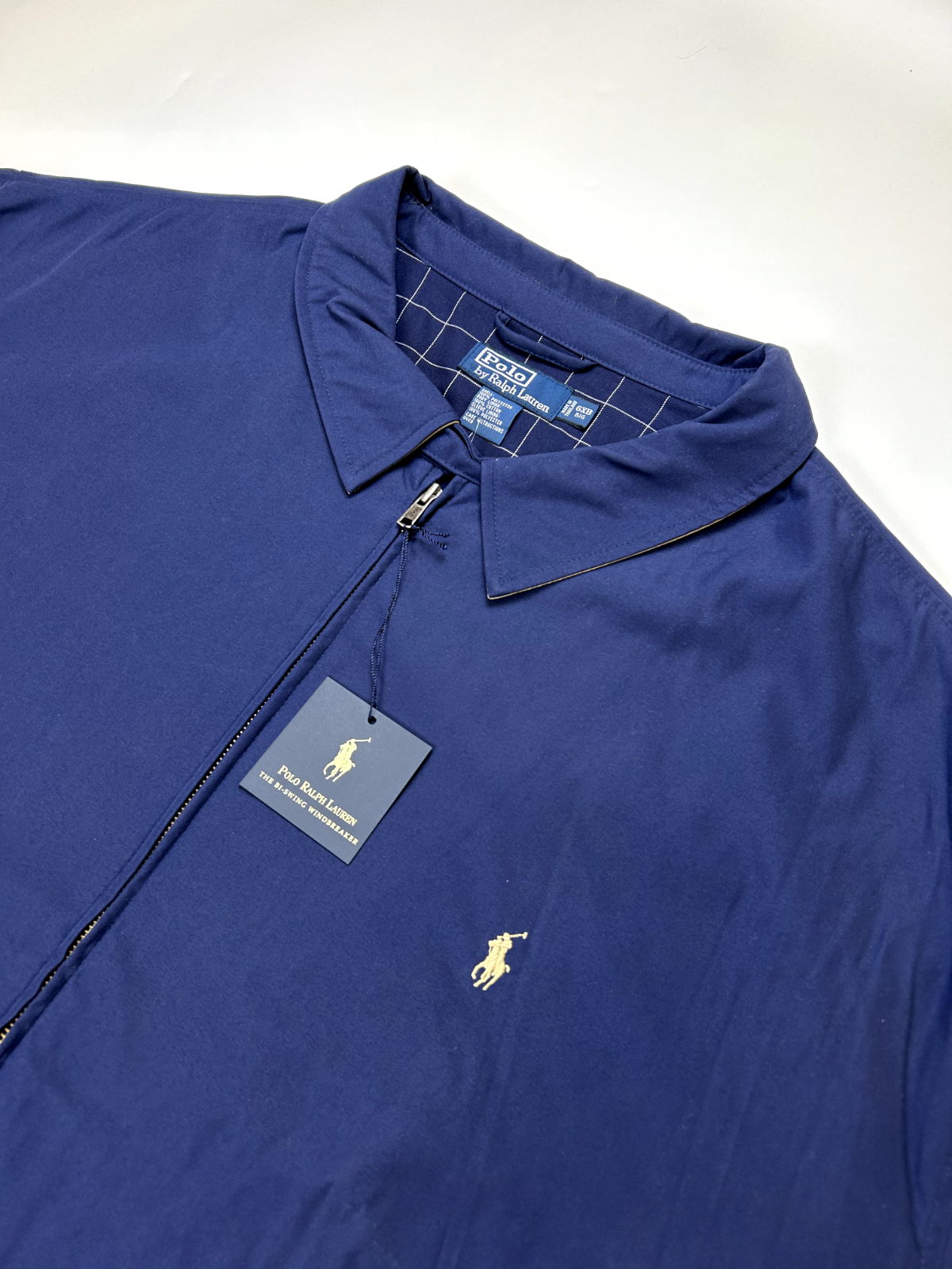 Giacca a vento Polo Ralph Lauren grande e alta bi swing con pony blu navy taglia: 6XB