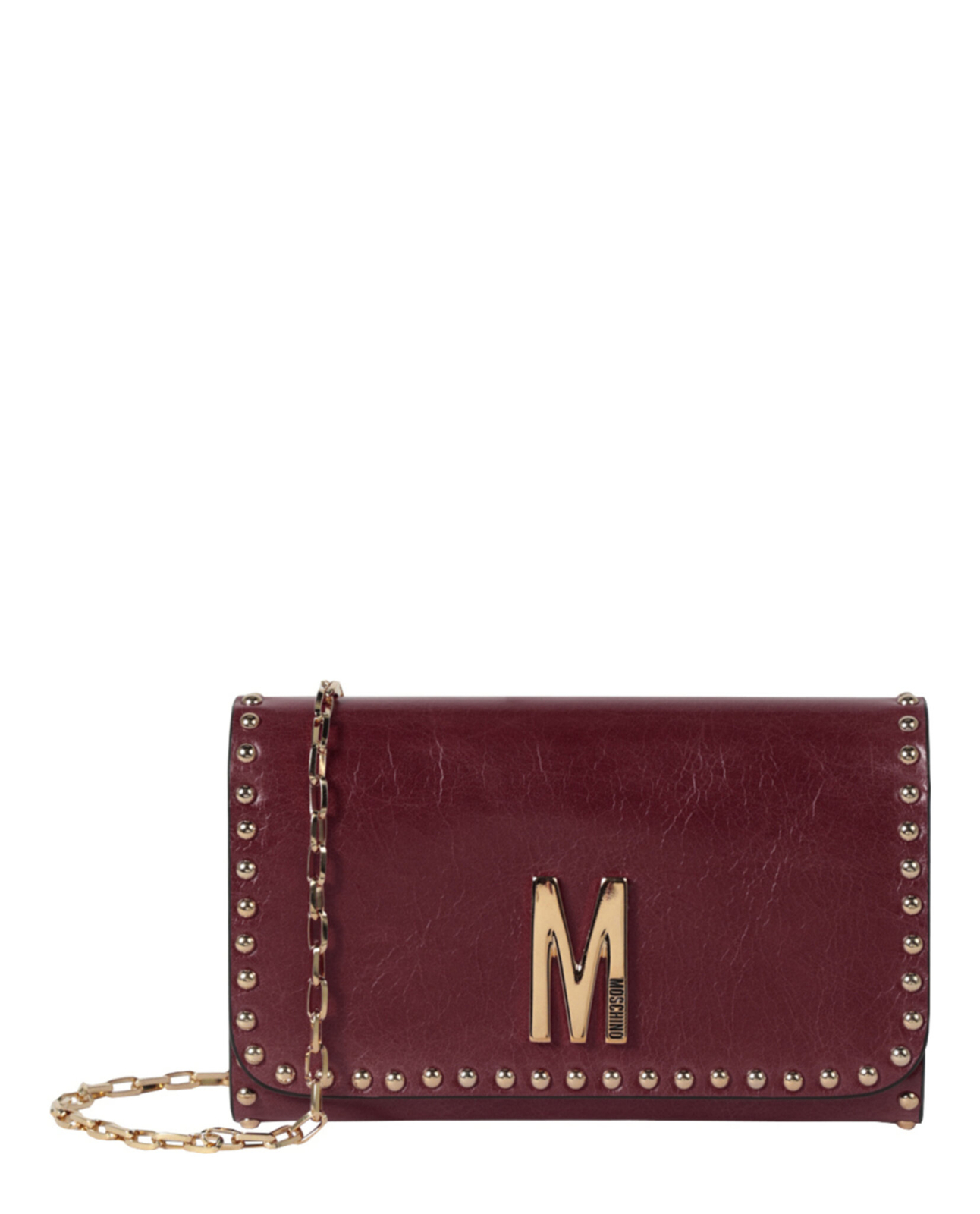 Moschino Womens MLogo Studded Shoulder Bag Gem
