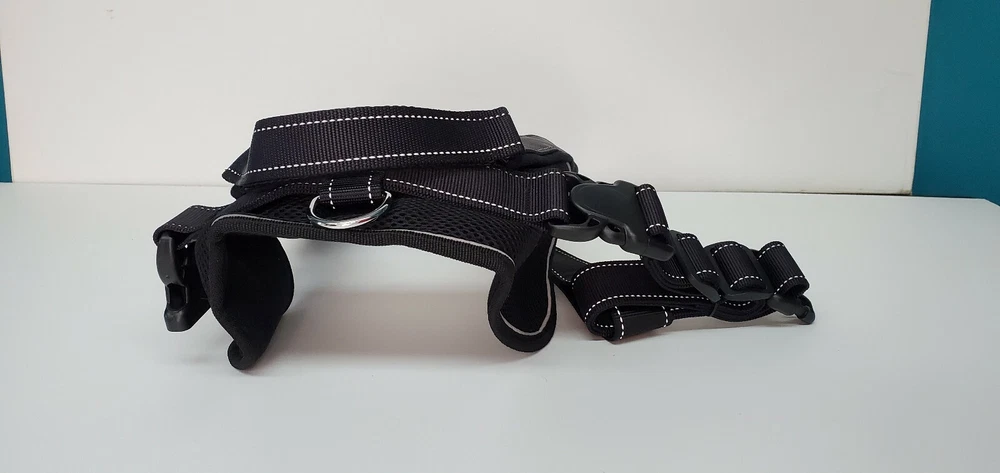 Dog Harness Black XL no pull handle Adjustable Reflective material sturdy safety