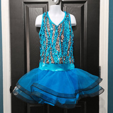 Weissman pre owned blue sequin child large dance costume jazz tap solo