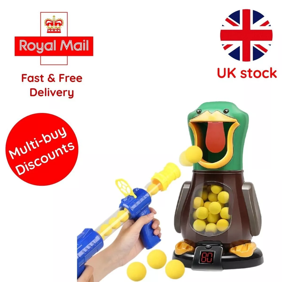 BIG Hungry Shooting Duck Toys Air powered Gun With Light