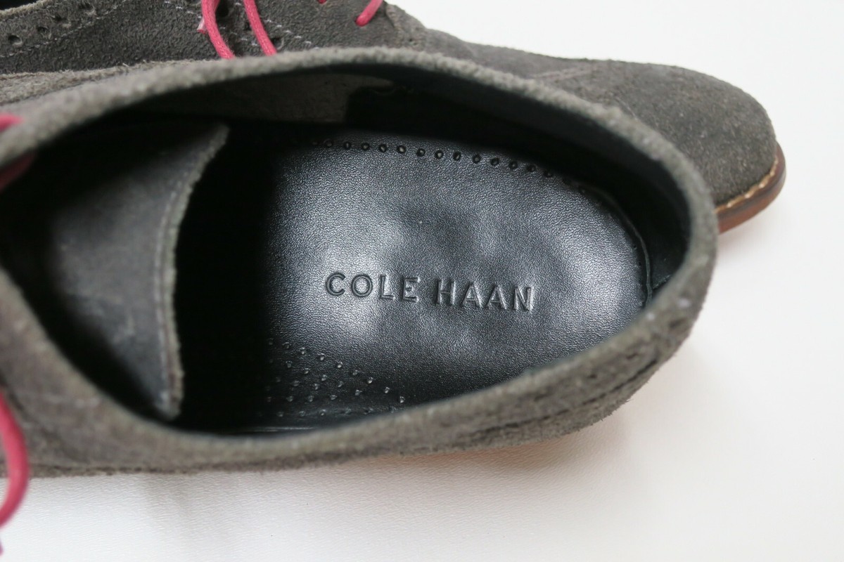 COLE HAAN Suede Wingtip Oxfords 10 M Charcoal Gray CO9579 Dress or Casual Shoes Cole Haan Grand Evolution Wingtip Suede Oxfords Ironstone  main image 2