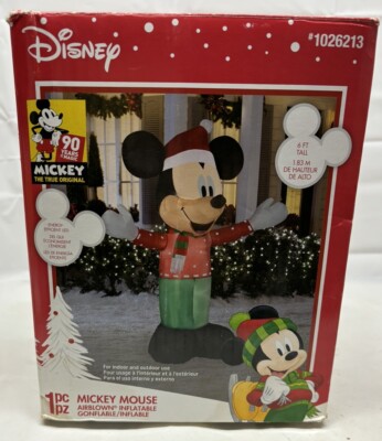 TESTED 6' Mickey Mouse Christmas Airblown Inflatable Season Magic Stocking Gemmy