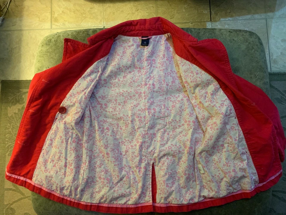 GAP Niños Niñas Pana Chaqueta Abrigo Rojo Doble Pecho Forrado Talla L (10) Foto 3 de 3