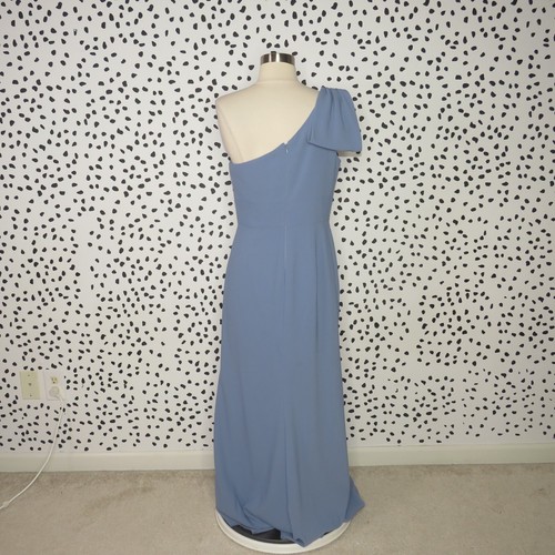 After Six Solid Larkspur Blue Bow One Shoulder Trumpet Gown Womens Sz 10 - Picture 6 of 11