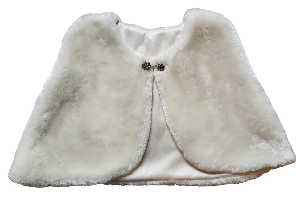 Baby Bolero Taufbolero Schulterjacke Jäckchen Taufe Taufjacke Fell Cape Winter - Bild 3 von 3