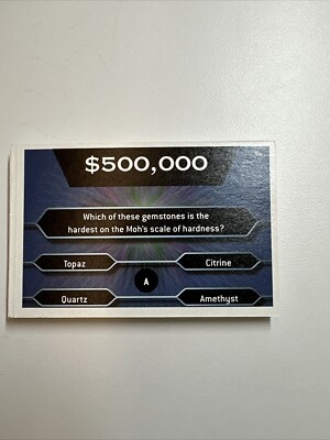 Who Wants To Be A Millionaire Board Game $500,000 Question Cards Only Vintage