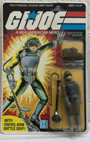 GI JOE 1983 Tripwire Mine Detector 3.75" Hasbro Mint On Card Hang Tag Split MOC