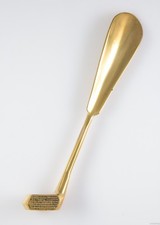 Antique Vintage Quality Heavy Solid Brass Golden Golf Club Putter Long Shoe Horn
