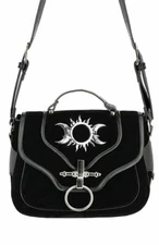 Restyle Triple Goddess Crescent Moons Sun Goth Punk Crossbody Satchel Purse Bag