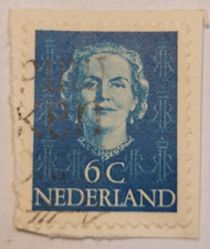 Netherlands Postage ~ Queen Juliana ~ Blue 6₵ Stamp ~ Cancelled/Used ~ 1949 ~ 02