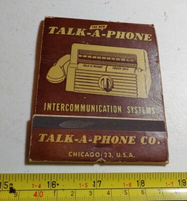 Vintage Talk-A-Phone Co Chicago Intercommunication System Advertising Match Book
