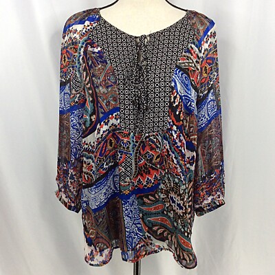 Daniel Rainn Women's Blouse Size Medium Paisley Peasant