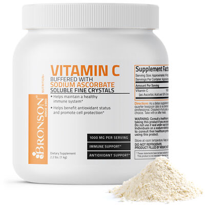 Bronson VITAMIN C CRYSTALS Buffered with Sodium Ascorbate 2.2 lbs