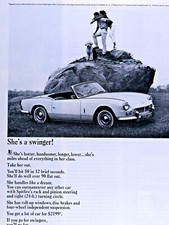 1965 Triumph Spitfire She's A Swinger Vintage Original Print Ad 8.5 x 11"