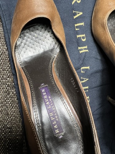 Ralph Lauren Purplelabel Brun Upper Leather Wooden Soleil Made IN Italy 37.5 UK - Photo 2 sur 12